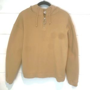 Topshop - Camel/tan hooded half zip up